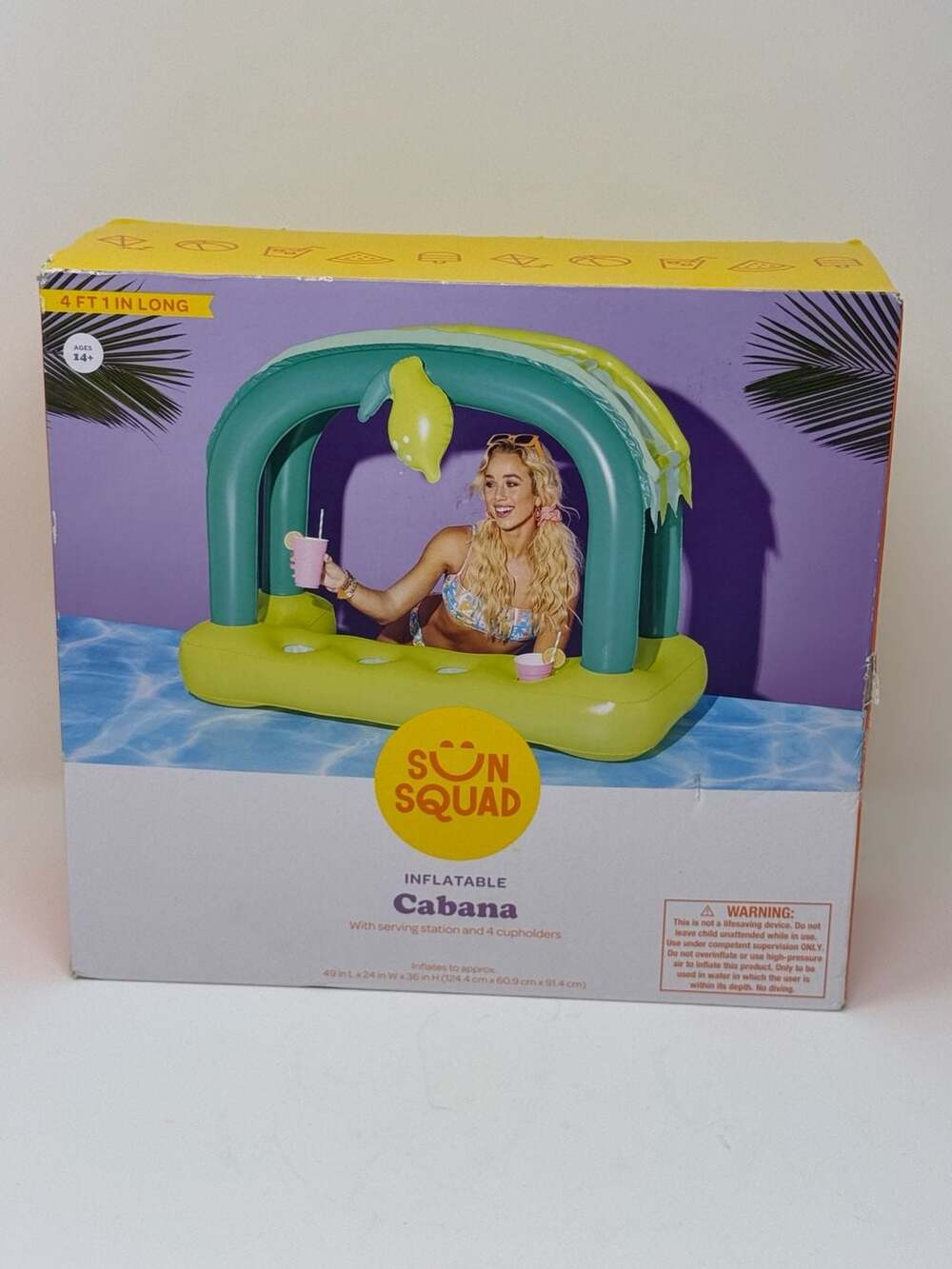 Sun Squad Inflatable Cabana with Serving Station and 4 Cupholders